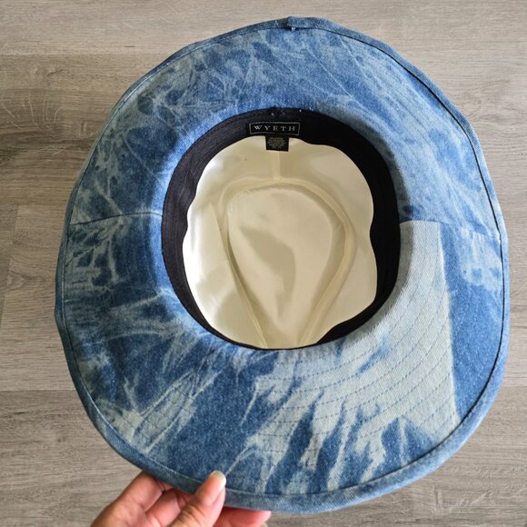 Free People Kayce Indigo Cowboy Hat One Size Fits Most Cotton Lined Wyeth Walker main image 5